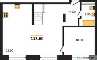 Планировка однокомнатной(квартира) площадью 113.6 квадратных метров в “ЖК Квартал Метроном”