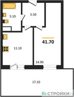 Планировка однокомнатной(квартира) площадью 41.7 квадратных метров в “Павлово 3”