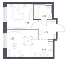 Планировка однокомнатной(квартира) площадью 37.54 квадратных метров в “ЖК Квартал Строгино”