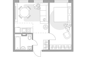 Планировка двухкомнатной(квартира) площадью 40.01 квадратных метров в “ЖК Аникеевский”