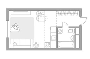 Планировка студии(квартира) площадью 28.17 квадратных метров в “ЖК Императорские Мытищи”