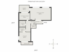 Планировка трехкомнатной(квартира) площадью 124.6 квадратных метров в “ЖК Внуково Кантри Клаб”