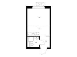 Планировка студии(квартира) площадью 19.8 квадратных метров в “ЖК Люблинский парк”