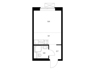 Планировка студии(квартира) площадью 19.8 квадратных метров в ЖК “ЖК Люблинский парк”