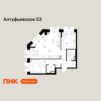 Планировка двухкомнатной(квартира) площадью 61.1 квадратных метров в “ЖК Алтуфьевское 53”