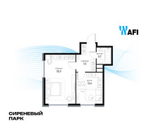 Планировка однокомнатной(квартира) площадью 45.8 квадратных метров в “ЖК Сиреневый парк”