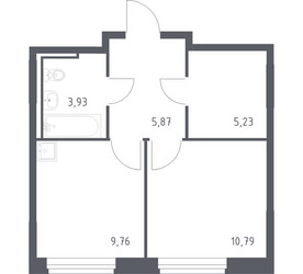 Планировка однокомнатной(квартира) площадью 35.3 квадратных метров в ЖК “ЖК Рублевский Квартал”