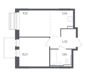 Планировка однокомнатной(квартира) площадью 34.15 квадратных метров в ЖК “ЖК Рублевский Квартал”