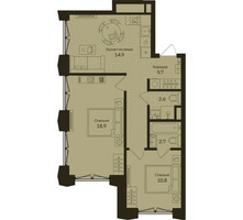 Планировка двухкомнатной(квартира) площадью 59.6 квадратных метров в “ЖК Дом на Часовой”