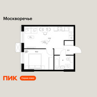 Планировка однокомнатной(квартира) площадью 34.8 квадратных метров в “ЖК Москворечье”
