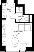 Планировка студии(квартира) площадью 20.7 квадратных метров в “ЖК Веер”