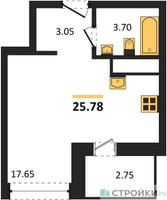 Планировка студии(квартира) площадью 25.78 квадратных метров в “ЖК ВОСТОК II”