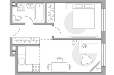 Планировка двухкомнатной(квартира) площадью 42.9 квадратных метров в ЖК “ЖК Гранель Коломенское”