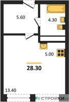 Планировка студии(квартира) площадью 28.2 квадратных метров в “ЖК Пушкино Град”