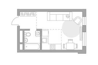 Планировка студии(квартира) площадью 28.9 квадратных метров в ЖК “ЖК Живописный”