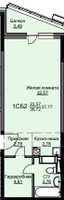 Планировка студии(квартира) площадью 38.1 квадратных метров в “ЖК Соболевка”