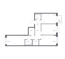 Планировка трехкомнатной(квартира) площадью 79.15 квадратных метров в “ЖК Молжаниново”