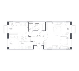 Планировка трехкомнатной(квартира) площадью 80.77 квадратных метров в ЖК “ЖК Томилино Парк”