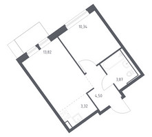 Планировка однокомнатной(квартира) площадью 35.85 квадратных метров в “ЖК Молжаниново”