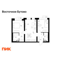 Планировка двухкомнатной(квартира) площадью 59 квадратных метров в “ЖК Восточное Бутово”