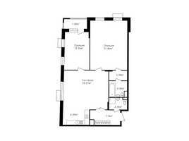 Планировка трехкомнатной(квартира) площадью 105 квадратных метров в “ЖК Клубный дом Точка отсчета”