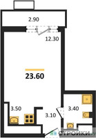 Планировка студии(квартира) площадью 23.6 квадратных метров в “ЖК Деснаречье”