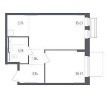 Планировка однокомнатной(квартира) площадью 39.12 квадратных метров в “ЖК Рублевский Квартал”