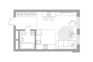 Планировка студии(квартира) площадью 28.9 квадратных метров в “ЖК Новая Алексеевская роща”