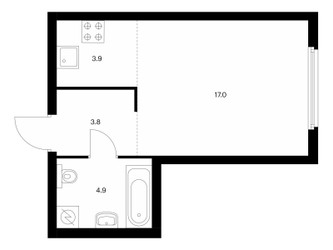 Планировка студии(квартира) площадью 29.6 квадратных метров в ЖК “ЖК Барклая 6”