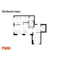 Планировка двухкомнатной(квартира) площадью 64.9 квадратных метров в “ЖК Зеленый парк”
