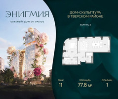 Планировка однокомнатной(квартира) площадью 77.8 квадратных метров в “Клубный дом Энигмия”