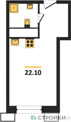 Планировка студии(квартира) площадью 22.2 квадратных метров в ЖК “ЖК Гоголь парк”
