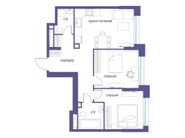Планировка двухкомнатной(квартира) площадью 63.3 квадратных метров в “ЖК Символ”