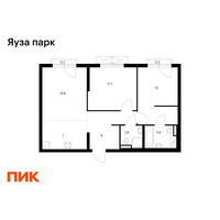 Планировка двухкомнатной(квартира) площадью 60.2 квадратных метров в “ЖК Яуза Парк (Мытищи)”