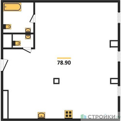 Планировка однокомнатной(апартаменты) площадью 78.9 квадратных метров в “ЖК Дом на Поварской”