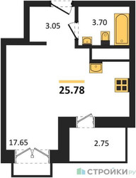 Планировка студии(квартира) площадью 25.78 квадратных метров в ЖК “ЖК ВОСТОК II”