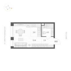 Планировка студии(апартаменты) площадью 24.9 квадратных метров в ЖК “ЖК ARTEL (Артель)”