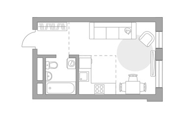 Планировка студии(квартира) площадью 28.9 квадратных метров в ЖК “ЖК Живописный”