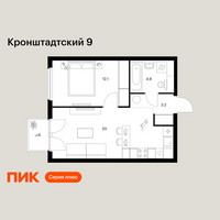 Планировка однокомнатной(квартира) площадью 40.8 квадратных метров в “ЖК Кронштадтский 9”