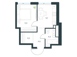 Планировка однокомнатной(квартира) площадью 33.7 квадратных метров в “ЖК Level Мичуринский”