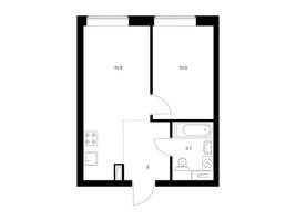 Планировка однокомнатной(квартира) площадью 35.1 квадратных метров в “ЖК Полар”