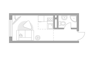 Планировка студии(квартира) площадью 18.76 квадратных метров в “ЖК BeLuck Коломенское”