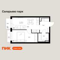 Планировка однокомнатной(квартира) площадью 36.1 квадратных метров в “ЖК Саларьево парк”