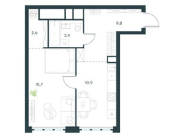 Планировка однокомнатной(квартира) площадью 42.9 квадратных метров в “ЖК Левел Южнопортовая”