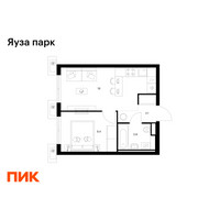 Планировка однокомнатной(квартира) площадью 32.3 квадратных метров в “ЖК Яуза Парк (Мытищи)”