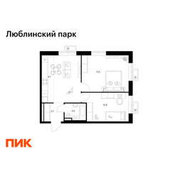 Планировка двухкомнатной(квартира) площадью 56.4 квадратных метров в ЖК “ЖК Люблинский парк”