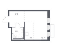 Планировка студии(квартира) площадью 25.5 квадратных метров в “ЖК Рублевский Квартал”