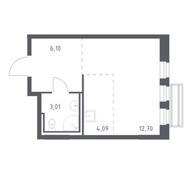 Планировка студии(квартира) площадью 25.5 квадратных метров в ЖК “ЖК Рублевский Квартал”
