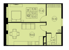 Планировка двухкомнатной(квартира) площадью 50.4 квадратных метров в “ЖК 31 КВАРТАЛ”