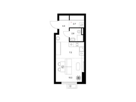 Планировка студии(квартира) площадью 27.1 квадратных метров в “ЖК Белая Дача парк”